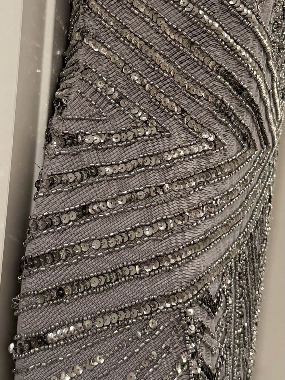 Adrianna Papell Silver Beaded Sleeveless Midi Dress - Picture 8 of 12